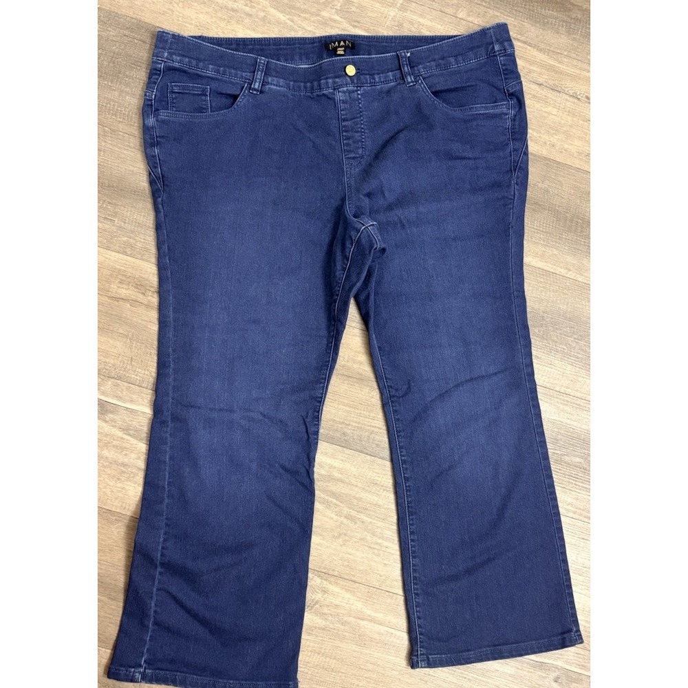 IMAN Global Chic Pull On Jeans Womens 24P Petite Blue Stretch Denim Slim Pants